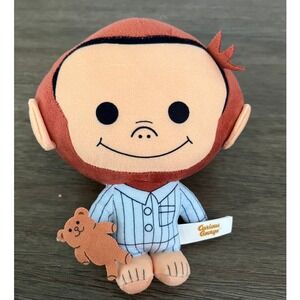 Curious George Plush Monkey in Blue Striped Pajamas with Teddy Bear